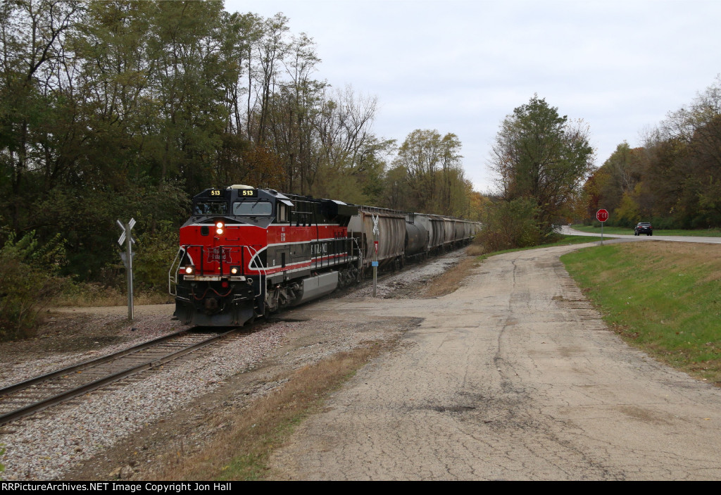 PESI crosses the entrance to a wildlife viewing area along the Illinois River